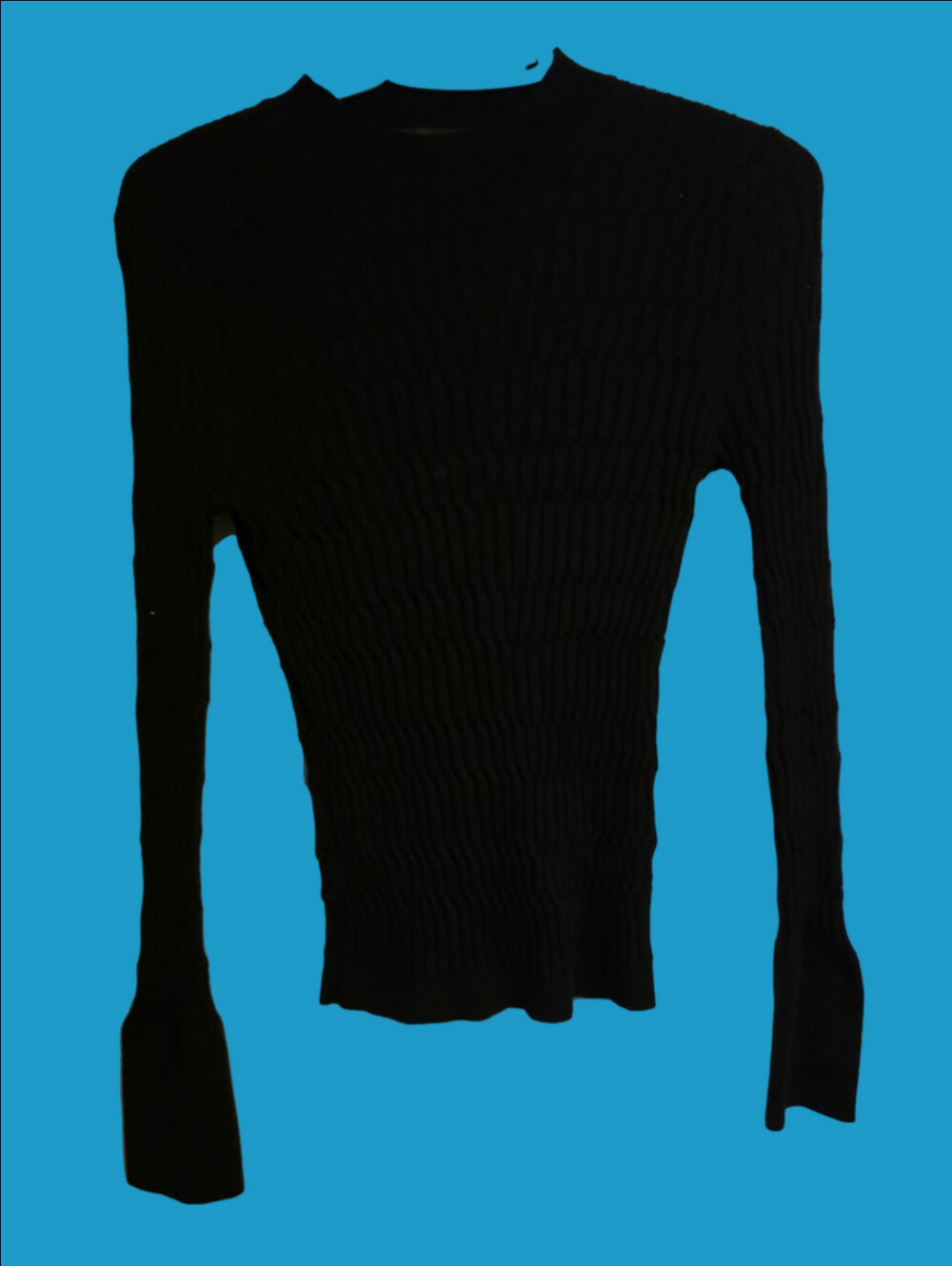 4/$67 Deal! Club Monaco Black Textured Rib Crewneck Sweater